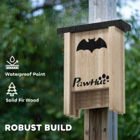 PawHut 3PCs Wooden Bat Boxes, Bat Houses Designed to Attract Bats & Easy to Hang for Outdoor, Garden, Farm, 18 x 6 x 22.5 cm(m-5)