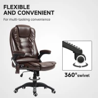 Vinsetto Reclining Massage Office Chair, Executive Office Chair with High Back, Swivel Wheels, Dark Brown(m-9)