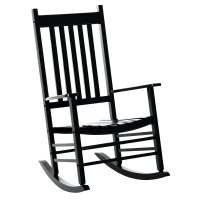 Outsunny Outdoor Rocking Chair, Patio Rocking Chair with Smooth Curves, High Density Wooden Rockers for Lawn Garden Porch, Supports Up to 350lbs, Black
