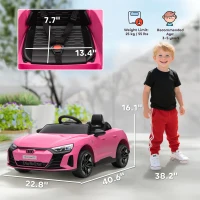 Aosom Licensed Audi RS e-tron GT 12V Ride On Car Truck for Kids, Electric Car Ride On Vehicle w/Parent Remote Control, Music, Lights, for Toddlers, Pink(m-3)