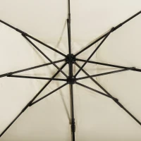 Outsunny 8FT Cantilever Patio Umbrella, Square Outdoor Offset Umbrella with 360° Rotation, Aluminum Hanging Umbrella with 3-Position Tilt, Crank & Cross Base for Garden, Cream White(m-9)