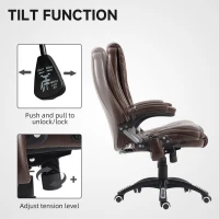 Vinsetto Reclining Massage Office Chair, Executive Office Chair with High Back, Swivel Wheels, Dark Brown(m-6)