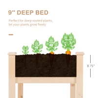 Outsunny Raised Garden Bed with Legs, 48" x 22" x 30", Elevated Wooden Planter Box, Self-Draining with Bed Liner for Vegetables, Herbs, and Flowers Backyard, Patio, Balcony Use, Natural(m-6)