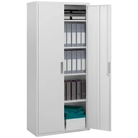HOMCOM 71" Tall Garage Cabinet, Metal Storage Cabinet with 2 Doors, 4 Adjustable Shelves for Home Office, Study, Garage, White(m-11)