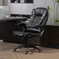 Vinsetto Reclining Massage Office Chair, Executive Office Chair with High Back, Swivel Wheels, Black(m-8)