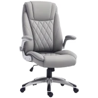 Vinsetto High-Back Office Chair Executive Swivel Computer Desk Chair, with PU Leather, Flip-up Armrest, Grey(m-2)