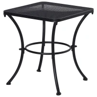 Outsunny 18"x18"x20" Square Garden Metal Bistro Table Outdoor Patio Coffee Side Desk, Black(m-2)