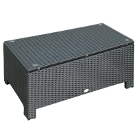 Outsunny Patio Coffee Table, Large Side Table, Hand-Woven PE Rattan, Weather Resistant Wicker, Outdoor Furniture for Garden Black