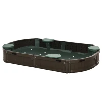 Outsunny Kids Outdoor Sandbox with Cover Garden Bed Sand Pit, Easy Assembly Children's Oval Sandbox for Backyard, Brown, 72" x 41.25" x 8.75"(m-1)