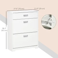 HOMCOM Narrow Shoe Storage with Drawer, 2 Flip Doors and Adjustable Shelves, Shoe Cabinet for 16 Pairs of Shoes, White(m-3)