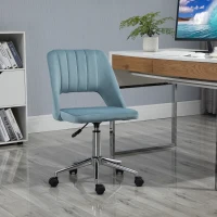 Vinsetto Mid Back Office Chair Velvet Fabric Swivel Scallop Shape Computer Desk Chair, Sky Blue(m-1)