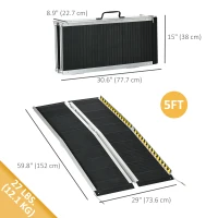 HOMCOM 5ft Wheelchair Ramp Scooter Mobility Non-Skid PVC Layering Portable Foldable Aluminium(m-3)