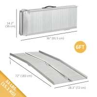 HOMCOM Textured Aluminum Folding Wheelchair Ramp, Portable Threshold Ramp 6', for Scooter Steps Home Stairs Doorways(m-3)