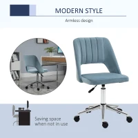 Vinsetto Mid Back Office Chair Velvet Fabric Swivel Scallop Shape Computer Desk Chair, Sky Blue(m-5)