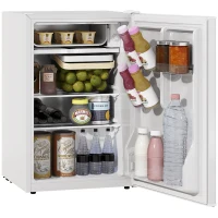HOMCOM 2.5 Cu.Ft Mini Fridge, Single Door Compact Refrigerator with Freezer, Adjustable Thermostat, Reversible Door, White(m-11)