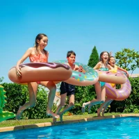 4-Pack Donut Pool Floats for Kids and Adults, Inflatable Swim Rings, Perfect for Pool Parties and Beach Fun, 30" Outer Diameter, Multicolor(m-1)
