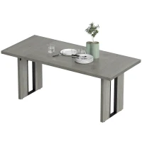 HOMCOM Industrial Kitchen Table for 8, 71" Rectangular Dining Table with Thick Tabletop for Dining Room, Grey Wood Finish(m-2)
