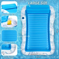 Inflatable Adult Pool Lounger Float with Drink Holder, Removable Pillow, Premium Vinyl Water Lounge Floaties for River, Lake, 70" L x 47" W, Blue(m-3)