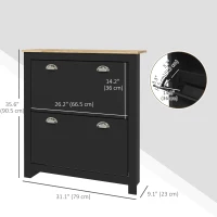 HOMCOM Small Shoe Cabinet with 2 Flip Drawers and Adjustable Shelves, 12 Pair Shoe Storage Organizer for Hallway, Black(m-3)