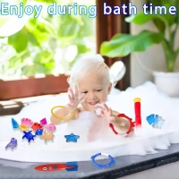 Fun Swim Games Sinking Set with Torpedo, Gems, Shark Rings, Sea Animals, and Storage Bag, Summer Pool Diving Toys for Kids, Multicolor(m-4)