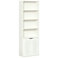 HOMCOM 4-Tier Open Bookshelf with Doors Modern Home Office Bookcase Storage Cabinet for Living Room Bathroom Study, White(m-2)