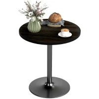 HOMCOM Round Dining Table for 2-4 People, Small Kitchen Table with Wood Grain Top, Black(m-1)