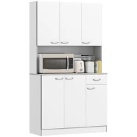 HOMCOM 71" Modern Buffet with Hutch, Standing Kitchen Hutch with Storage Cabinets, Drawer, Open Space with Microwave Stand, White(m-12)