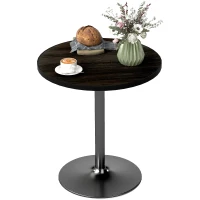 HOMCOM Round Dining Table for 2-4 People, Small Kitchen Table with Wood Grain Top, Black(m-11)