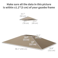 Outsunny BBQ Gazebo Canopy Replacement Roof, 5' x 8' Grill Gazebo Roof with UPF50+ Double Tiered Top Cover, Khaki(m-6)