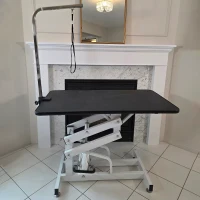PawHut Pet Grooming Table, Height Adjustable Dog Grooming Table with Arm, Noose and Non-Slip Grooming Table, Black(m-9)