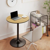 HOMCOM 27.6" Round Kitchen Table for 2, Modern Small Dining Table with Wood Veneer, Steel Base for Dining Room, Natural(m-10)