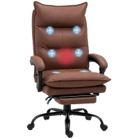 Vinsetto Executive Massage Office Chair with 6 Vibration Points, Microfiber Computer Desk Chair, Heated Reclining Chair with Footrest, Armrest, Double Padding, Brown(m-11)