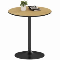 HOMCOM 27.6" Round Kitchen Table for 2, Modern Small Dining Table with Wood Veneer, Steel Base for Dining Room, Natural(m-2)