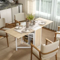 HOMCOM Multi-use Space Saving Folding Dining Table with Hideaway Shelves for Kitchen, Dining, Study and Office(m-1)