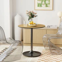 HOMCOM 27.6" Round Kitchen Table for 2, Modern Small Dining Table with Wood Veneer, Steel Base for Dining Room, Natural(m-9)