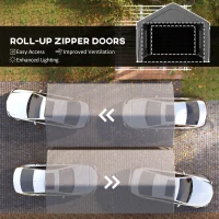 Outsunny 12 x 20ft Carport with 2 Roll-Up Doors, 4 Windows, Portable Garage with Removable Sidewalls for Car, Truck, Dark Grey(m-6)