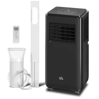 HOMCOM 10,000 BTU Moible Air Conditioner 440 Sq. Ft., Dehumidifier Fan Auto Sleep with 24H Timer On/Off, Window Kit, Black(m-1)
