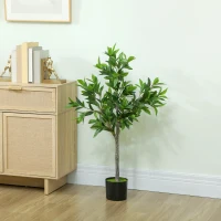 HOMCOM Potted Fake Plants Set of 2, Lifelike Laurel Artificial Trees with 345 PEVA Leaves for Indoor Outdoor Decor, Green(m-10)