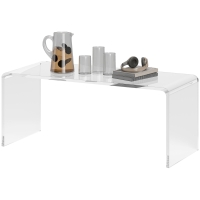 HOMCOM Acrylic Coffee Table 39" Long Rectangle Tea Table for Living Room Clear