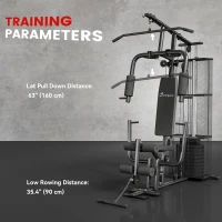 Soozier Home Gym, Multifunction Gym Equipment Workout Station with 100Lbs Weight Stack for Lat Pulldown, Leg Extensions, Preacher Bicep Curls, Triceps Pulldowns, Chest Press, Black(m-7)