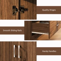 HOMCOM Wardrobe Closet Armoire with Hanging Rod and 2 Doors, Clothes Storage Organizer with 2 Drawers for Bedroom, Walnut(m-7)
