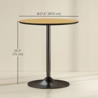 HOMCOM 27.6" Round Kitchen Table for 2, Modern Small Dining Table with Wood Veneer, Steel Base for Dining Room, Natural(m-3)