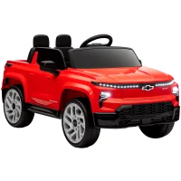Qaba 12V Chevrolet Silverado EV RST Licensed Kids Electric Car with Parent Remote Control, Spring Suspension, Red(m-11)