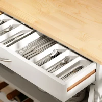 HOMCOM Rolling Kitchen Cart, Kitchen Island with Storage Drawer, 9-bottle Wine Rack, Door Cabinets, Wooden Countertop, White(m-10)