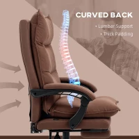 Vinsetto Executive Massage Office Chair with 6 Vibration Points, Microfiber Computer Desk Chair, Heated Reclining Chair with Footrest, Armrest, Double Padding, Brown(m-5)