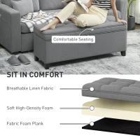 HOMCOM Storage Ottoman Bench, Foot Rest with Safety Hinges, 47 Inches Linen Storage Chest for Living Room, Dark Grey(m-7)