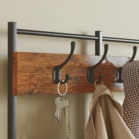 HOMCOM 4-In-1 Coat Rack with 7 Drawer Fabric Dresser, Hall Tree with 14 Hooks for Hallway, Entryway, Bedroom, Rustic Brown(m-10)