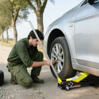 HOMCOM 3 Ton Hydraulic Low Profile Trolley Service Floor Jack Heavy Duty Car Jack with Dual Piston Pump, 3"-19.6" Lifting Range(m-1)