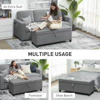 HOMCOM Storage Ottoman Bench, Foot Rest with Safety Hinges, 47 Inches Linen Storage Chest for Living Room, Dark Grey(m-9)