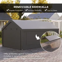 Outsunny 12 x 20ft Carport with 2 Roll-Up Doors, 4 Windows, Portable Garage with Removable Sidewalls for Car, Truck, Dark Grey(m-5)
